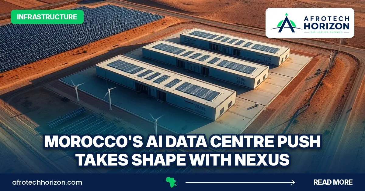 Aerial view of a data centre surrounded by solar panels